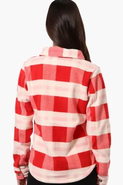 Canada Weather Gear Fleece Plaid Button Up Shirt - Red