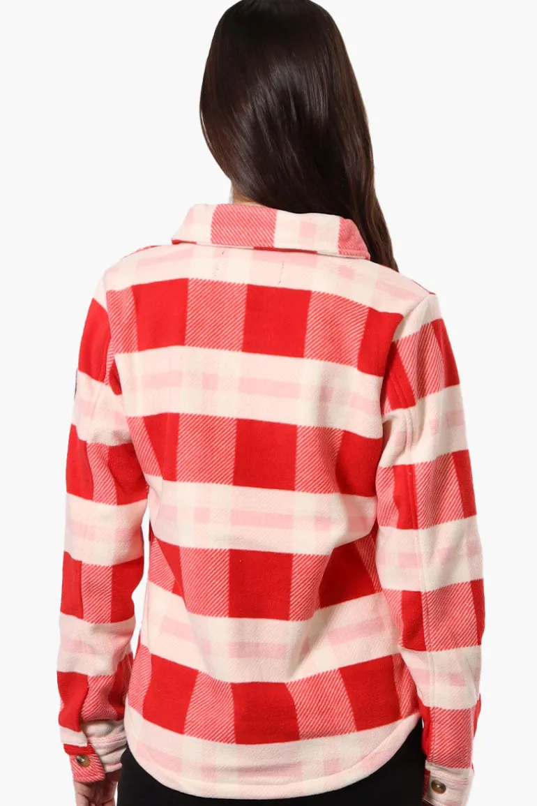 Canada Weather Gear Fleece Plaid Button Up Shirt - Red