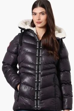 Canada Weather Gear Grid Pattern Zip Off Sleeve Bomber Jacket - Black