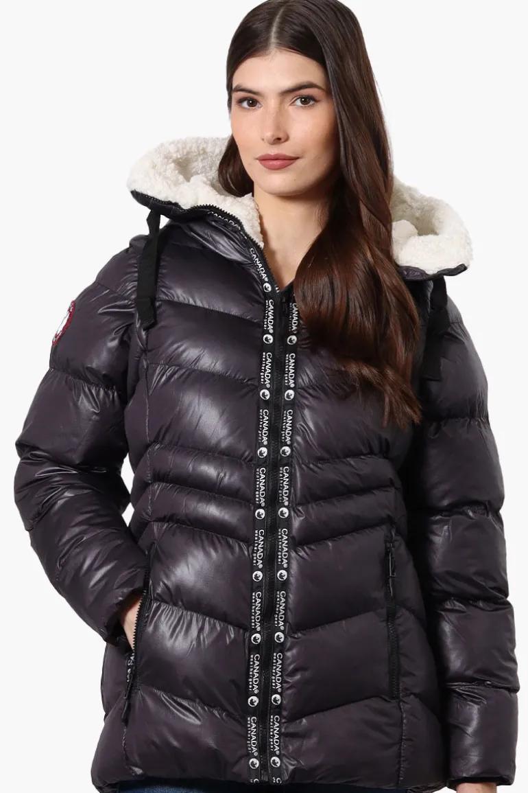 Canada Weather Gear Grid Pattern Zip Off Sleeve Bomber Jacket - Black