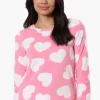 Canada Weather Gear Heart Pattern Pajama Top - Pink