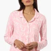 Canada Weather Gear Heart Pattern Button Down Pajama Top - Pink