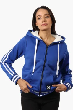 Canada Weather Gear Hooded Sherpa Lined Lightweight Jacket - Blue