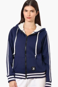 Canada Weather Gear Hooded Sherpa Lined Lightweight Jacket - Navy