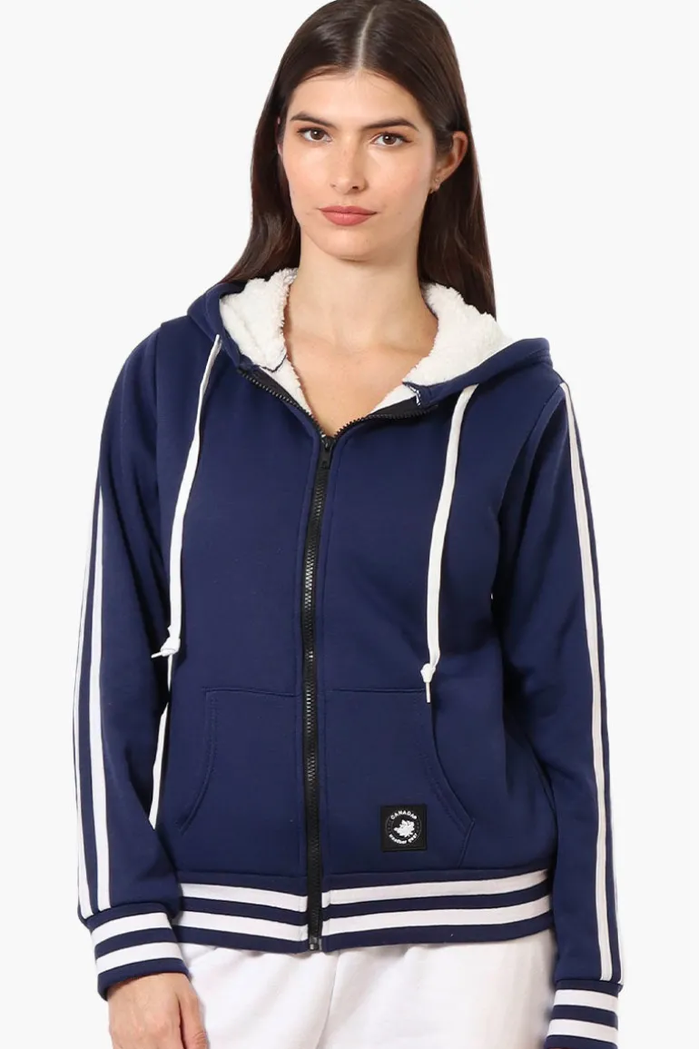 Canada Weather Gear Hooded Sherpa Lined Lightweight Jacket - Navy