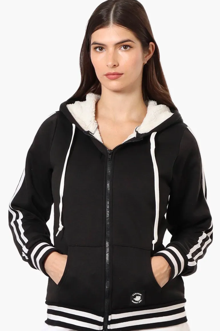 Canada Weather Gear Hooded Sherpa Lined Lightweight Jacket - Black