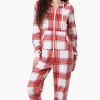 Canada Weather Gear Hooded Plaid Fleece Onesie - White