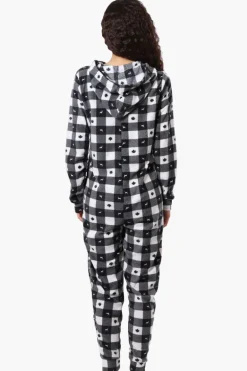 Canada Weather Gear Hooded Plaid Fleece Onesie - Black
