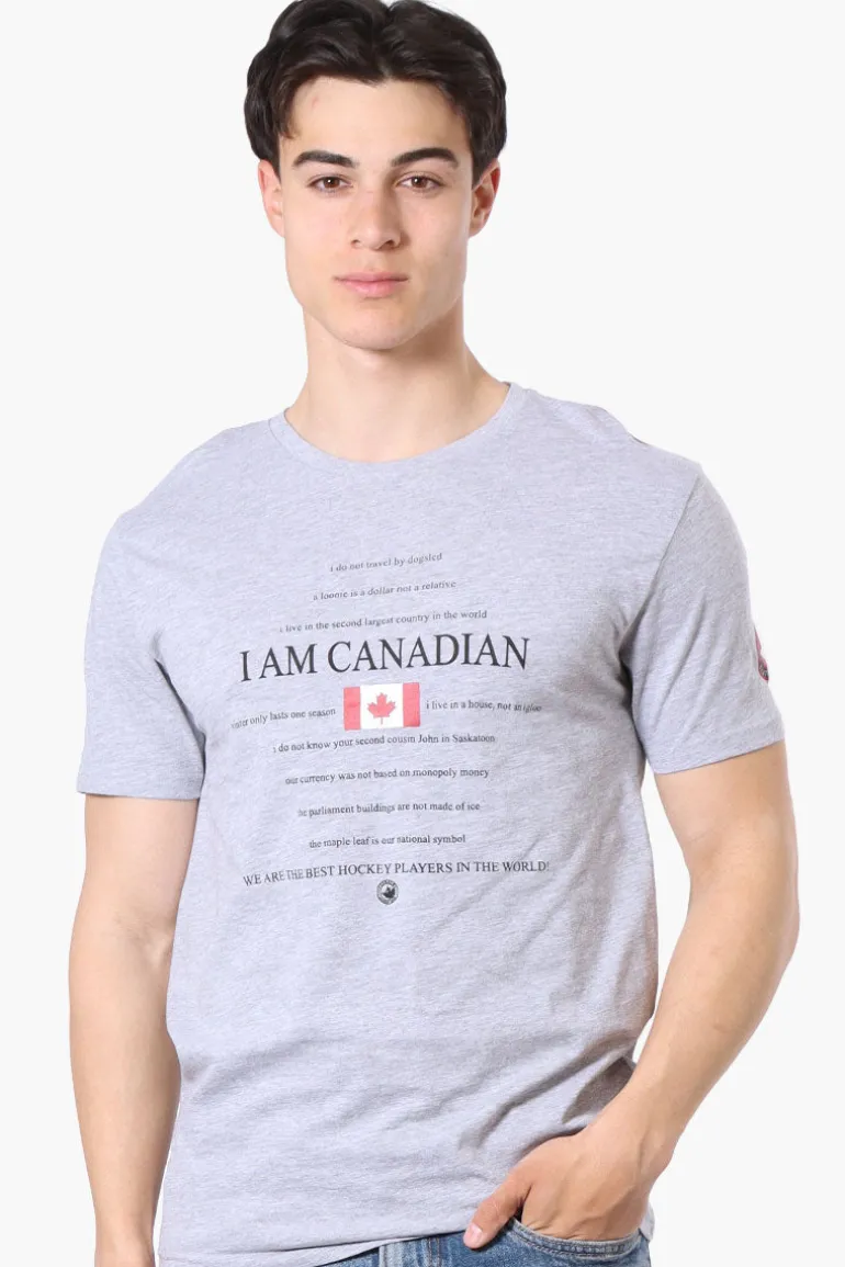 Canada Weather Gear I Am Canadian Print Tee - Grey