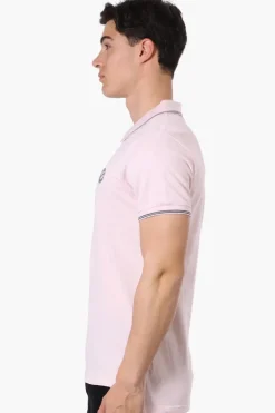 Canada Weather Gear Knit Striped Detail Polo Shirt - Blush