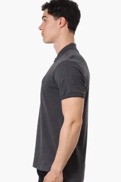 Canada Weather Gear Knit Striped Detail Polo Shirt - Grey