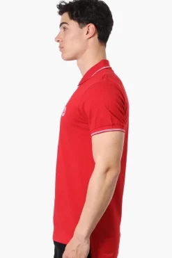Canada Weather Gear Knit Striped Detail Polo Shirt - Red