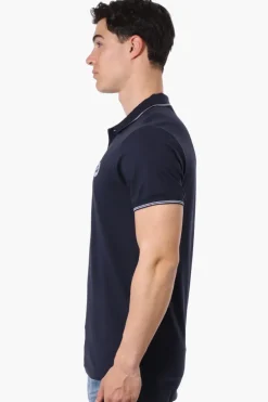 Canada Weather Gear Knit Striped Detail Polo Shirt - Navy