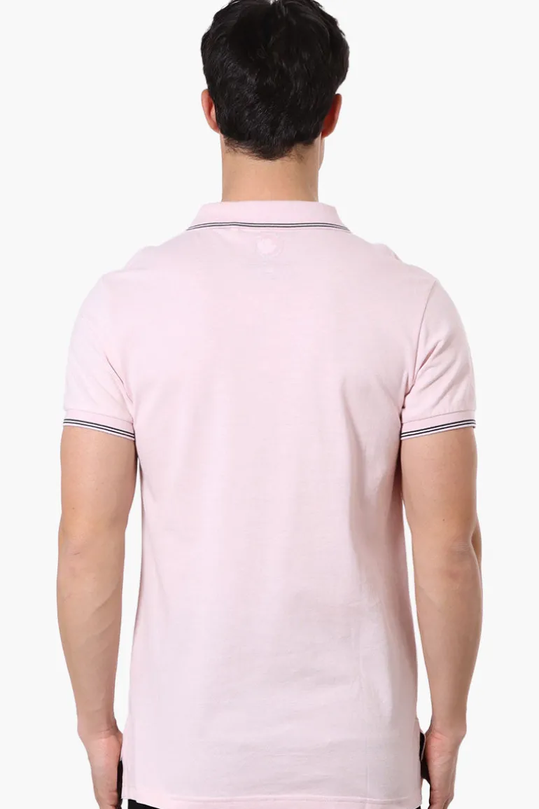 Canada Weather Gear Knit Striped Detail Polo Shirt - Blush