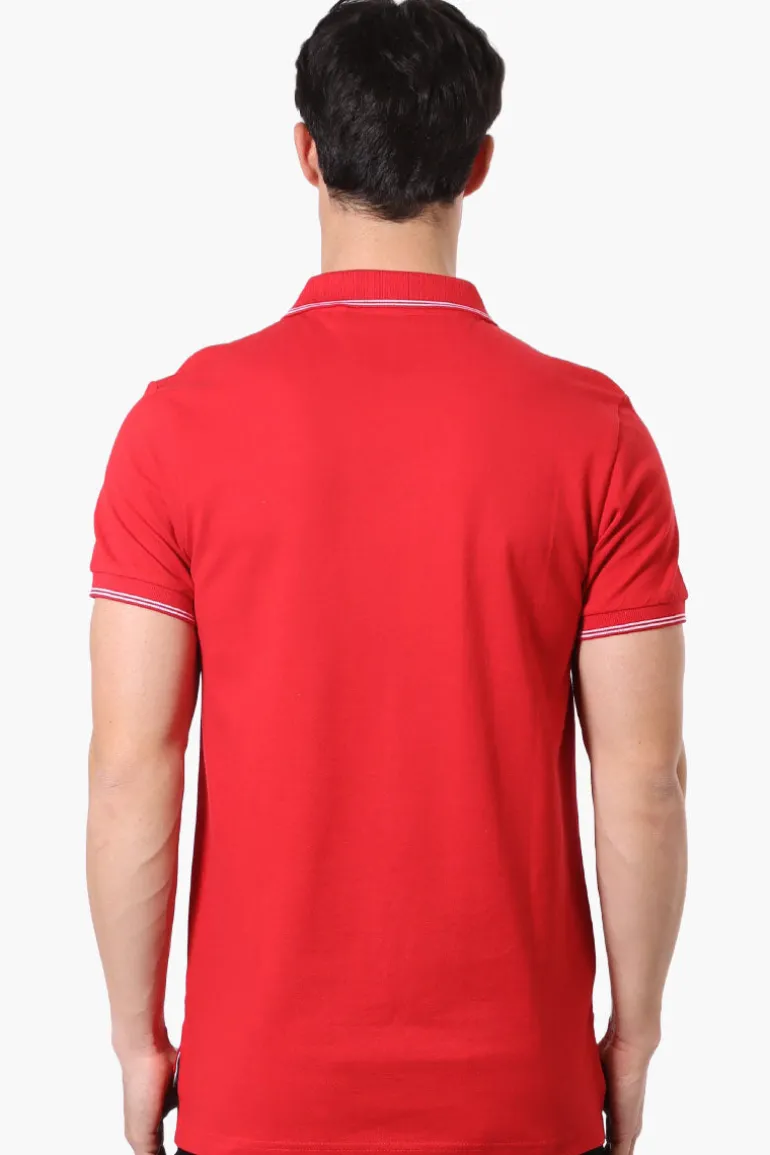 Canada Weather Gear Knit Striped Detail Polo Shirt - Red