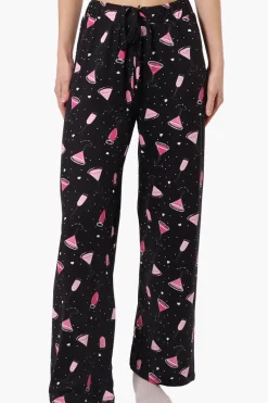 Canada Weather Gear Martini Pattern Wide Leg Pajama Pants - Black