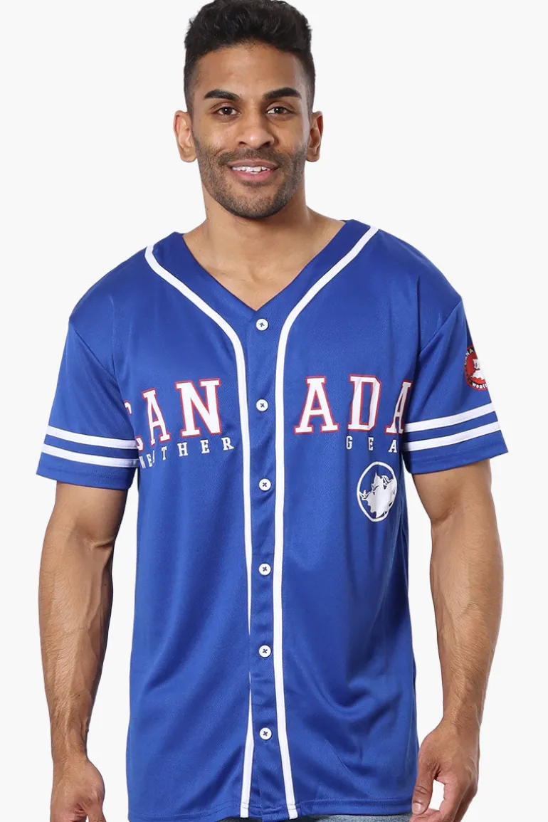 Canada Weather Gear Mesh Chest Logo Baseball Tee - Blue