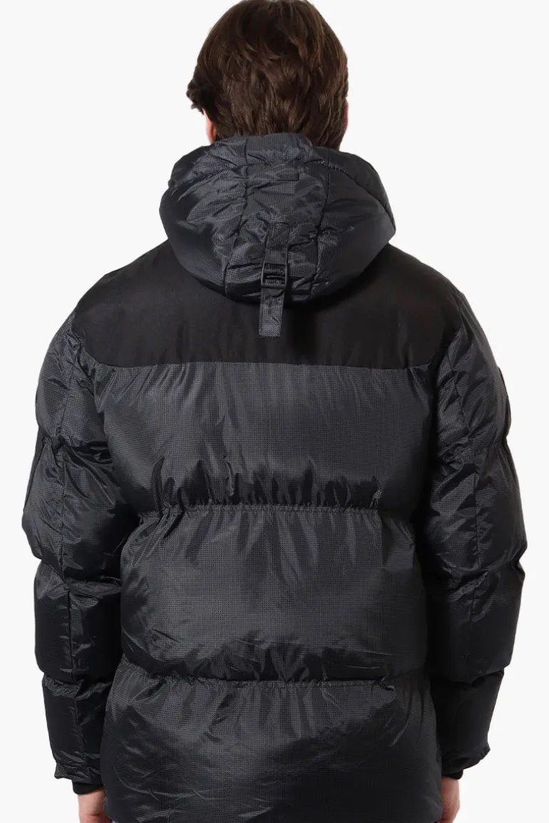 Canada Weather Gear Mouton Lined Grid Pattern Bomber Jacket - Black