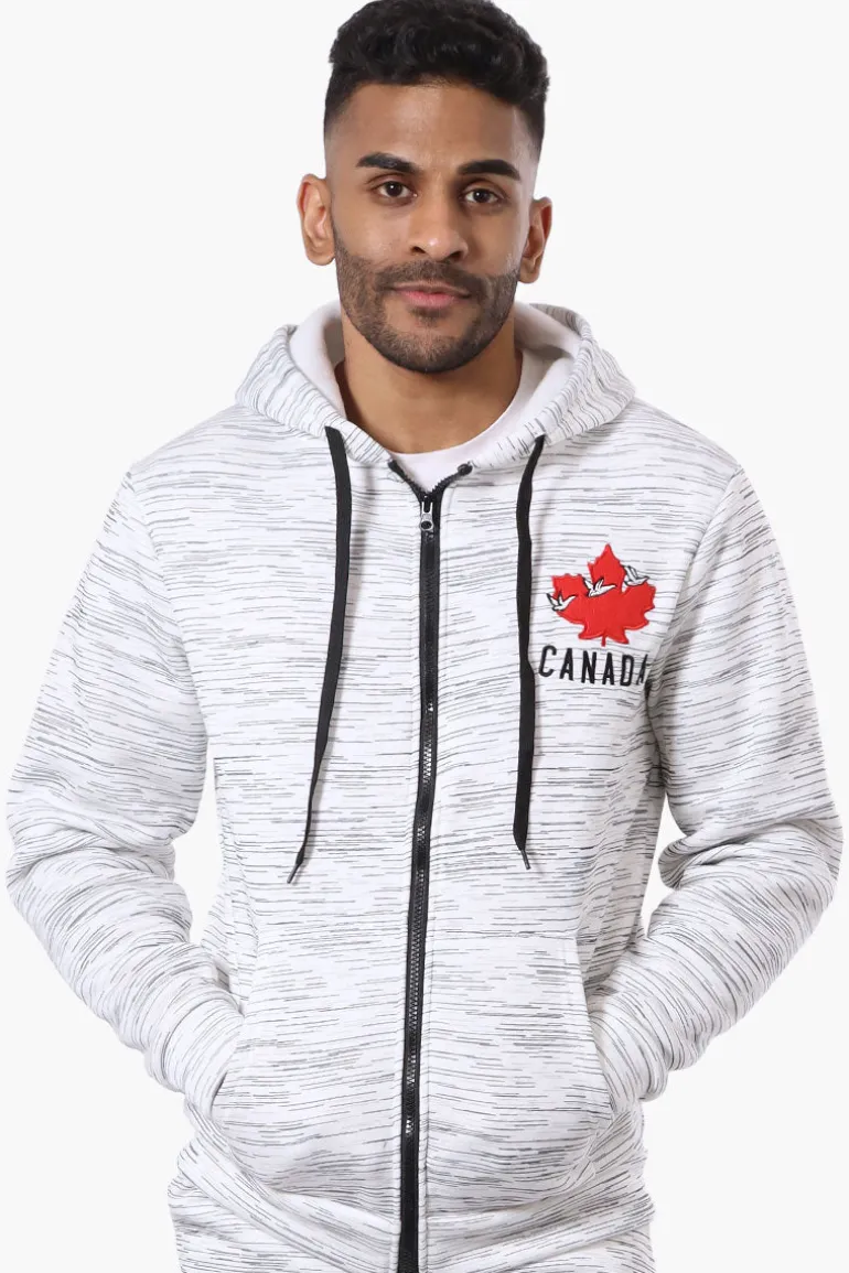 Canada Weather Gear Patterned Zip Up Hoodie - White