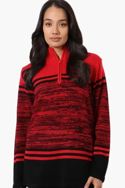 Canada Weather Gear Patterned 1/4 Zip Pullover Sweater - Red