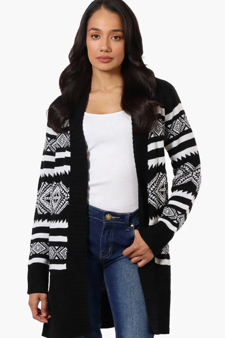 Canada Weather Gear Patterned Wrap Cardigan - Black