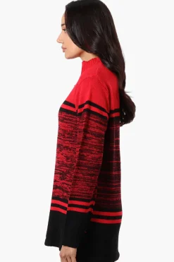 Canada Weather Gear Patterned 1/4 Zip Pullover Sweater - Red