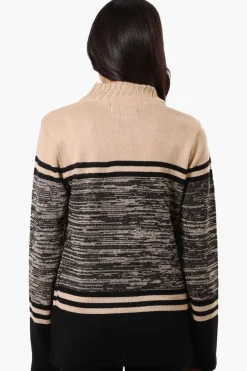 Canada Weather Gear Patterned 1/4 Zip Pullover Sweater - Camel