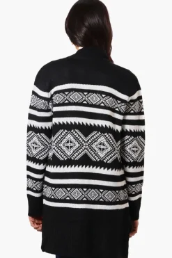 Canada Weather Gear Patterned Wrap Cardigan - Black
