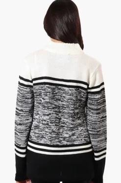 Canada Weather Gear Patterned 1/4 Zip Pullover Sweater - White