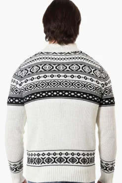 Canada Weather Gear Patterned 1/4 Zip Pullover Sweater - Cream