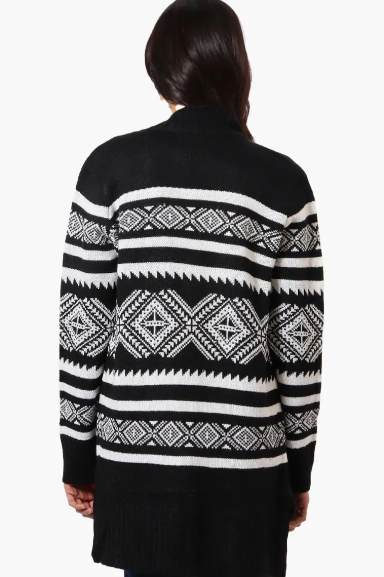 Canada Weather Gear Patterned Wrap Cardigan - Black