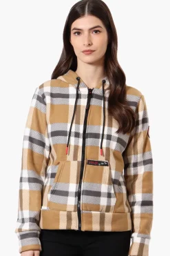 Canada Weather Gear Plaid Fleece Lined Hoodie - Beige