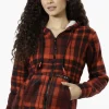Canada Weather Gear Plaid Fleece Lined Hoodie - Red