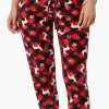 Canada Weather Gear Plaid Reindeer Pattern Fleece Pajama Bottoms - Red