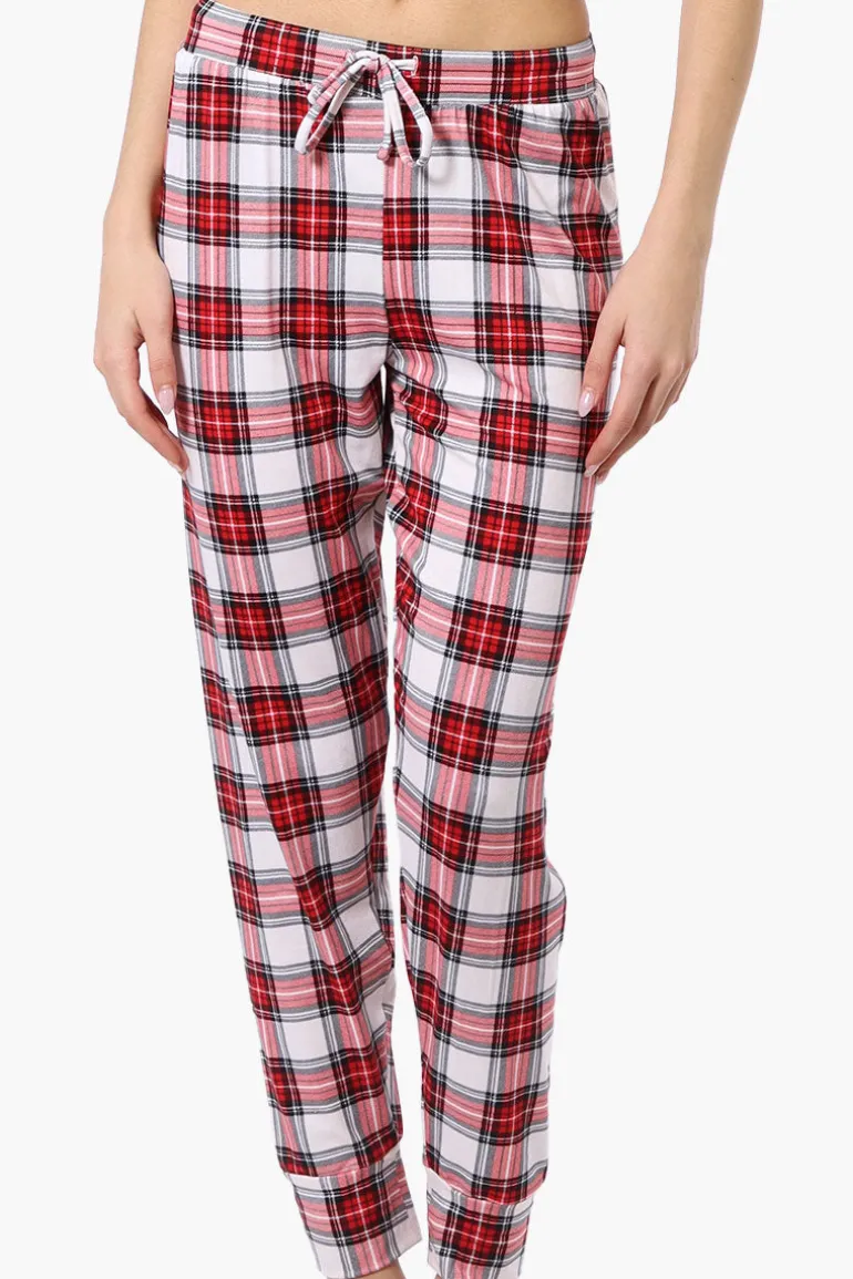 Canada Weather Gear Plaid Tie Waist Pajama Bottoms - Red