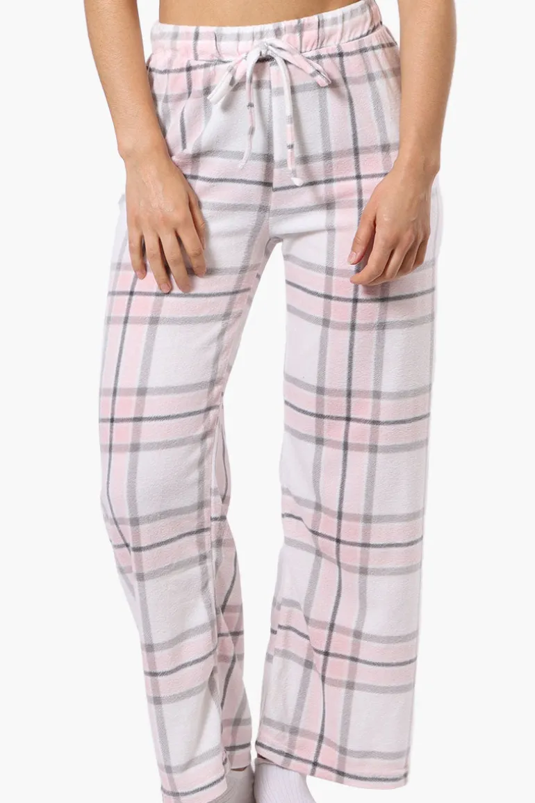 Canada Weather Gear Plaid Wide Leg Pajama Bottoms - White