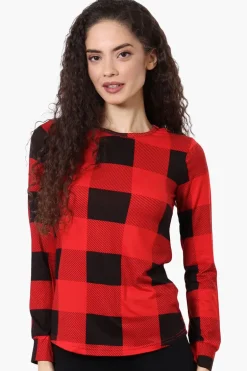 Canada Weather Gear Plaid Crewneck Pajama Top - Red