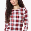 Canada Weather Gear Plaid Crewneck Pajama Top - White
