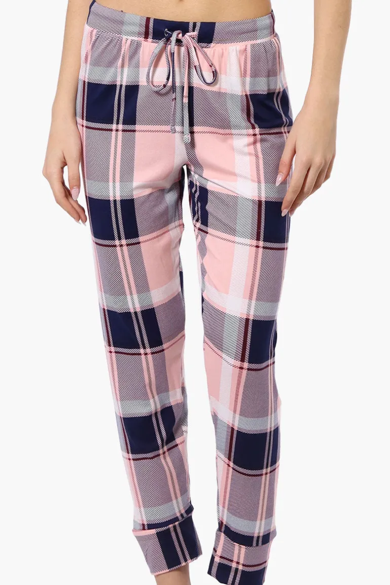Canada Weather Gear Plaid Tie Waist Pajama Bottoms - Pink