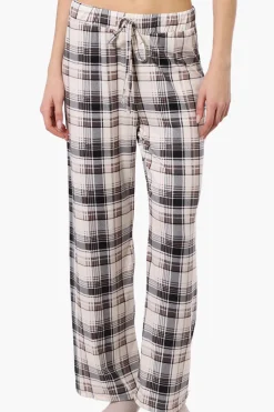 Canada Weather Gear Plaid Wide Leg Pajama Bottoms - Cream