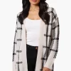 Canada Weather Gear Plaid Open Wrap Cardigan - Stone