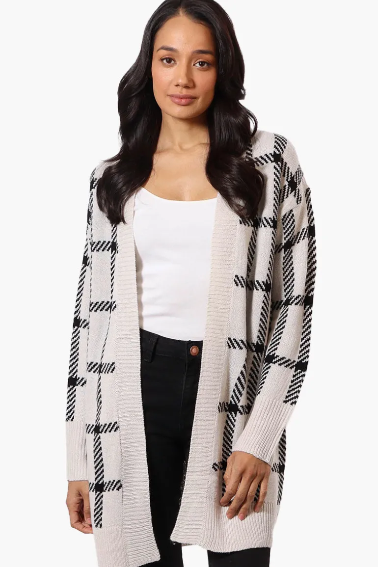 Canada Weather Gear Plaid Open Wrap Cardigan - Stone