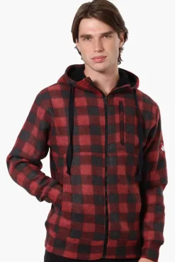 Canada Weather Gear Plaid Fleece Lined Lightweight Jacket - Red