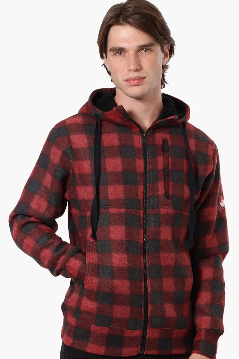 Canada Weather Gear Plaid Fleece Lined Lightweight Jacket - Red