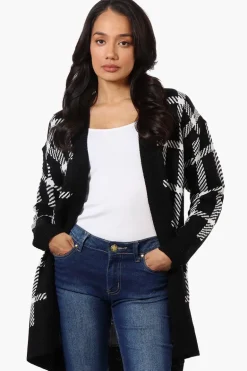Canada Weather Gear Plaid Open Wrap Cardigan - Black