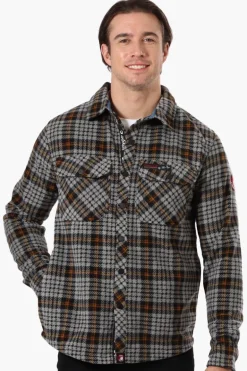 Canada Weather Gear Plaid Fleece Button Up Shacket - Grey