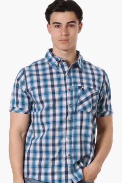 Canada Weather Gear Plaid Button Up Casual Shirt - Blue