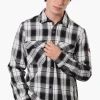 Canada Weather Gear Plaid Button Up Casual Shirt - Black