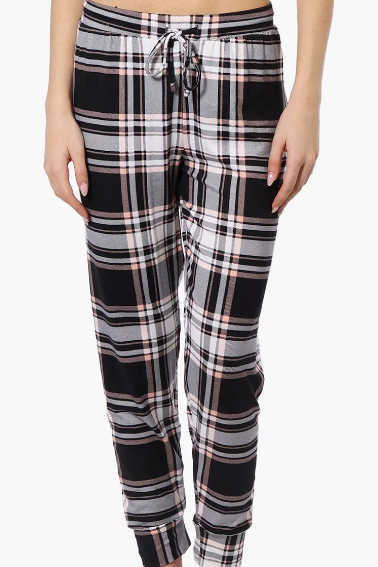 Canada Weather Gear Plaid Tie Waist Pajama Bottoms - Black