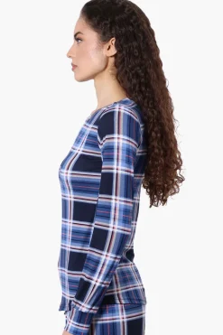 Canada Weather Gear Plaid Crewneck Pajama Top - Blue